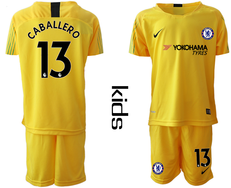 2018_2019 Club Chelsea yellow Youth goalkeeper #13 soccer jerseys